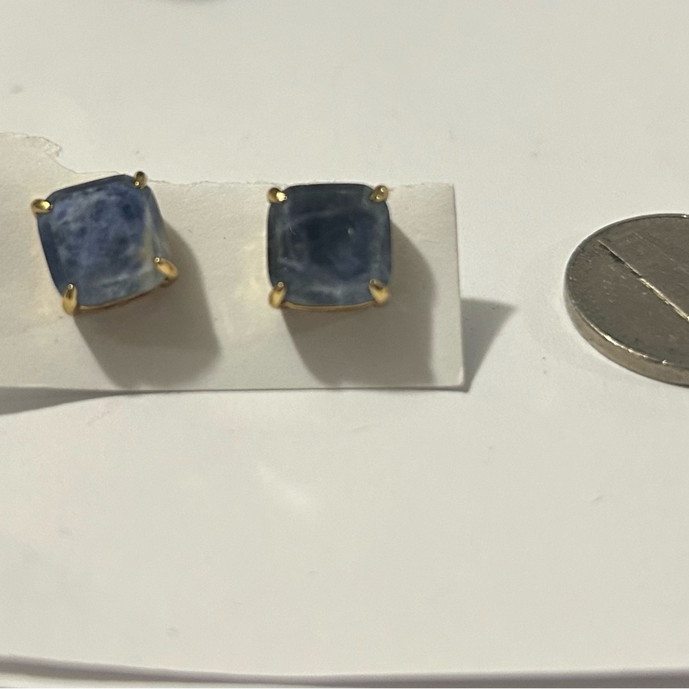 Kate Spade Blue and Gold Square Earrings